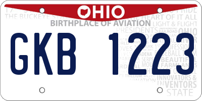 OH license plate GKB1223