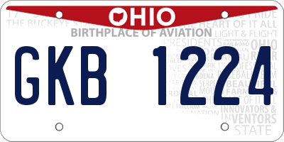 OH license plate GKB1224