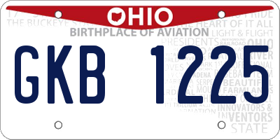 OH license plate GKB1225