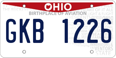 OH license plate GKB1226