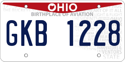 OH license plate GKB1228