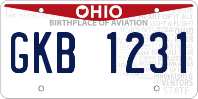 OH license plate GKB1231