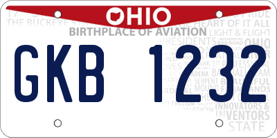 OH license plate GKB1232