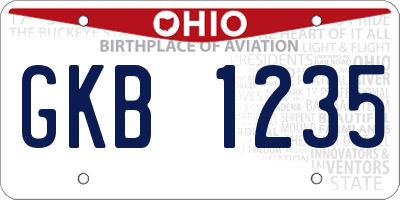 OH license plate GKB1235