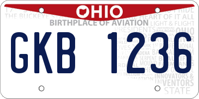 OH license plate GKB1236