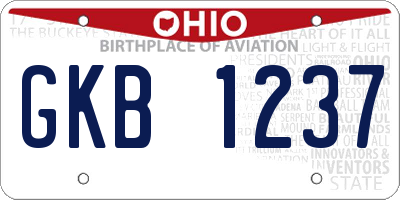 OH license plate GKB1237