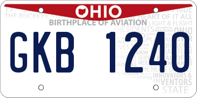 OH license plate GKB1240