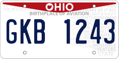 OH license plate GKB1243