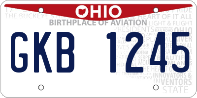 OH license plate GKB1245