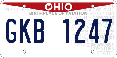OH license plate GKB1247