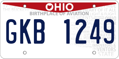 OH license plate GKB1249