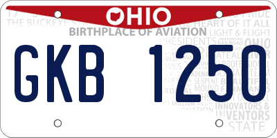 OH license plate GKB1250