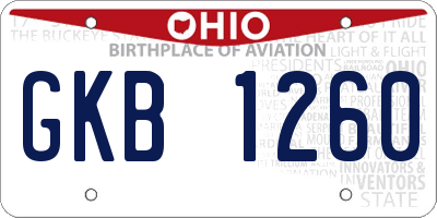 OH license plate GKB1260