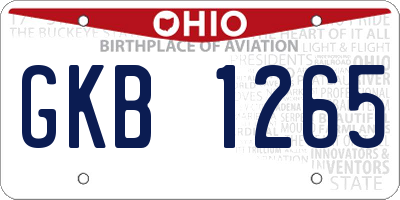 OH license plate GKB1265