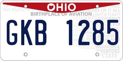 OH license plate GKB1285