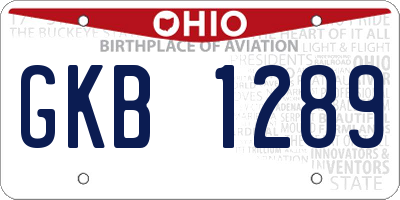 OH license plate GKB1289