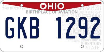 OH license plate GKB1292