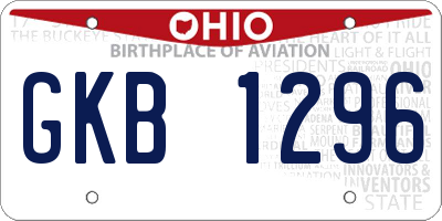 OH license plate GKB1296