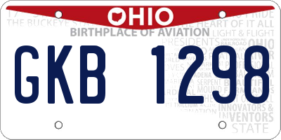 OH license plate GKB1298