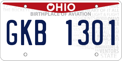 OH license plate GKB1301