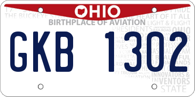 OH license plate GKB1302