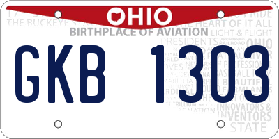 OH license plate GKB1303
