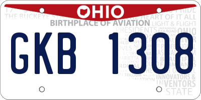 OH license plate GKB1308
