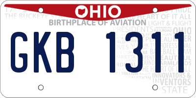 OH license plate GKB1311