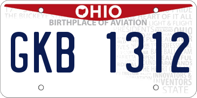 OH license plate GKB1312