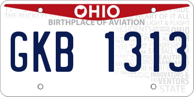 OH license plate GKB1313