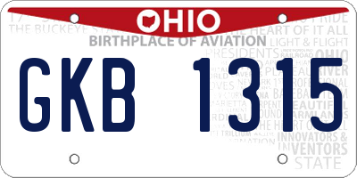 OH license plate GKB1315