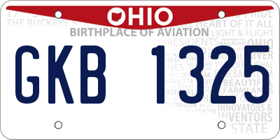 OH license plate GKB1325