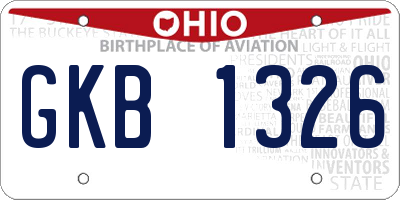 OH license plate GKB1326