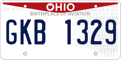 OH license plate GKB1329