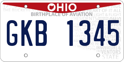 OH license plate GKB1345