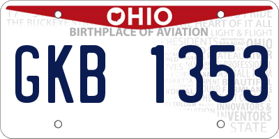 OH license plate GKB1353