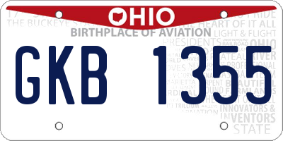 OH license plate GKB1355