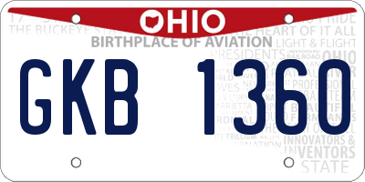 OH license plate GKB1360