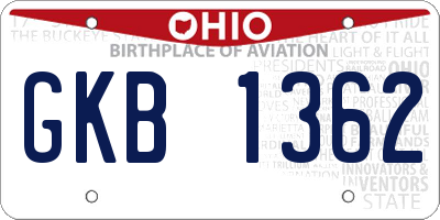 OH license plate GKB1362