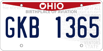 OH license plate GKB1365