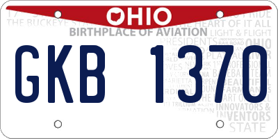 OH license plate GKB1370