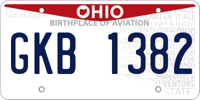 OH license plate GKB1382