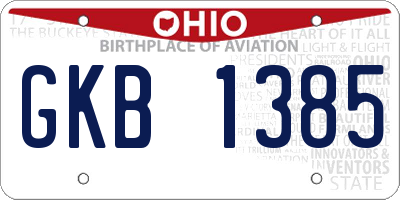 OH license plate GKB1385