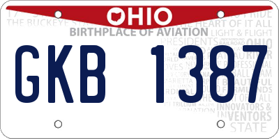 OH license plate GKB1387