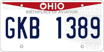 OH license plate GKB1389