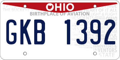 OH license plate GKB1392