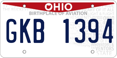 OH license plate GKB1394