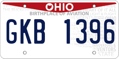 OH license plate GKB1396