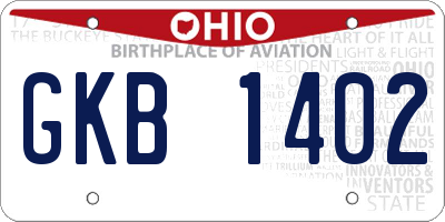 OH license plate GKB1402