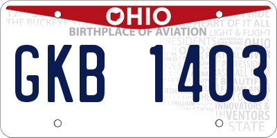 OH license plate GKB1403